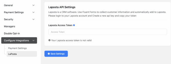 Vul api key in van Laposta