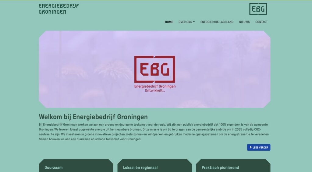 Website Energiebedrijf Groningen